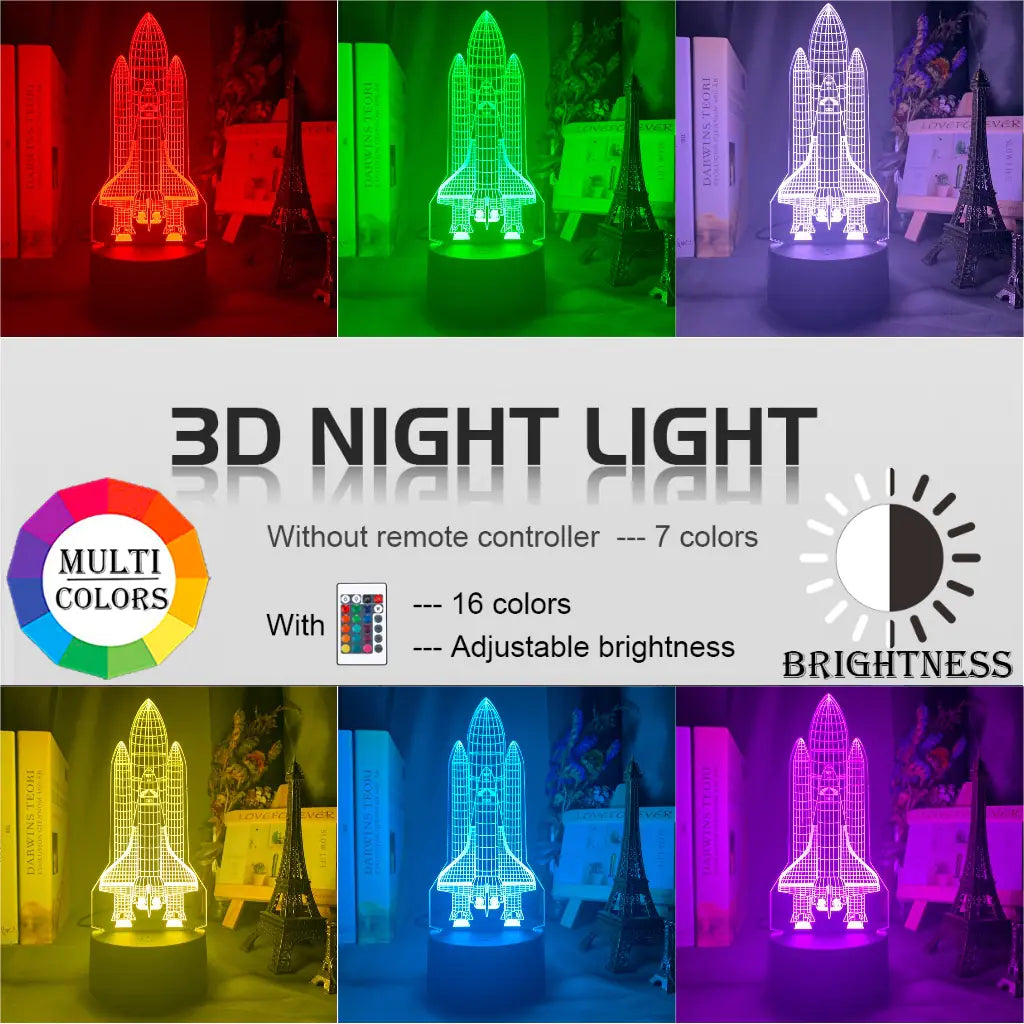 3D Spaceship LED Touch Lamp - Colorful Decor Light