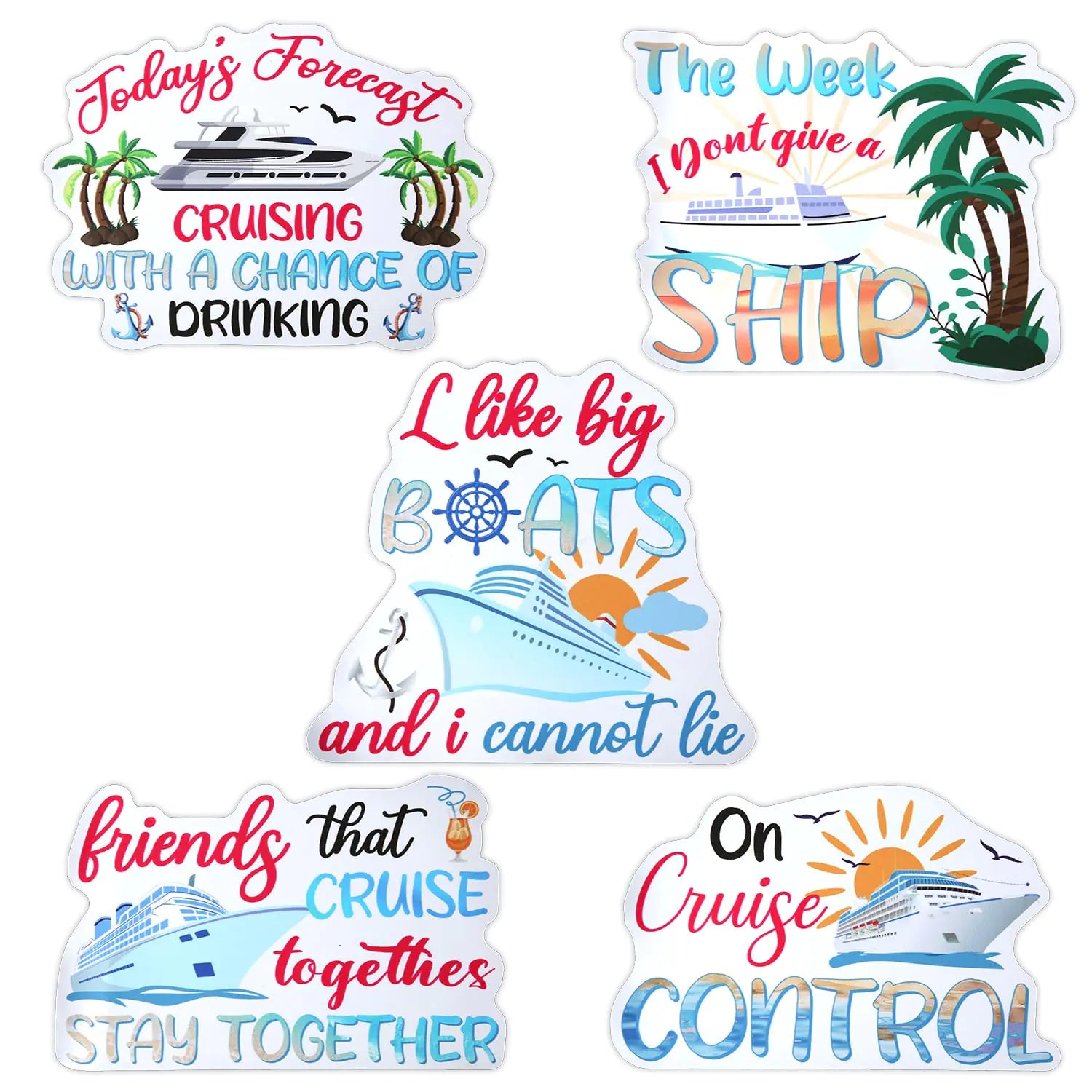 5pcs Family Cruise Door Magnets Signs 5 Styles Large Cruise Ship Door Magnets Reusable Cruise Door Magnetic 2024 Cruise Ship Door Decorations Essentials for Cruise Ship Car Refrigerator