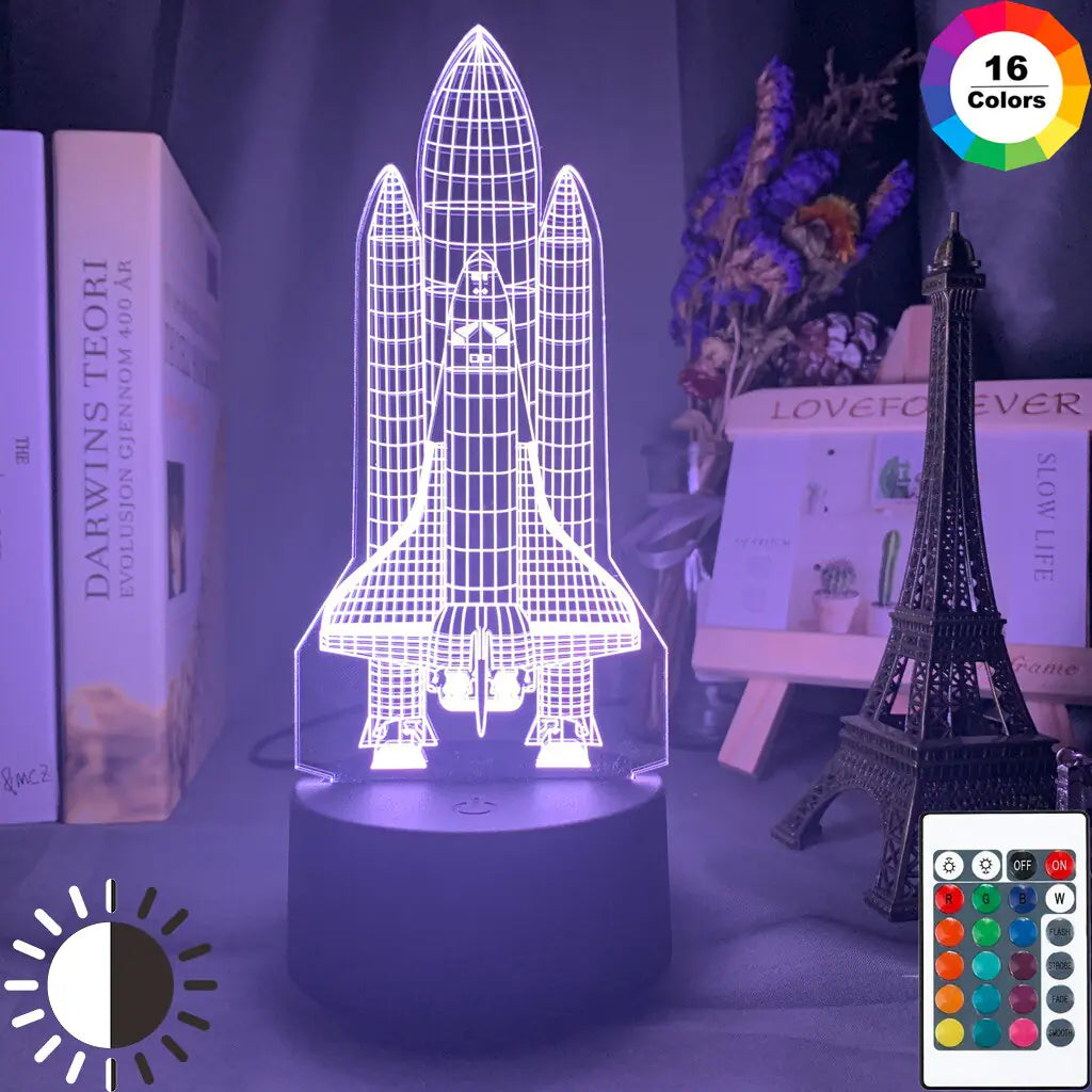 3D Spaceship LED Touch Lamp - Colorful Decor Light