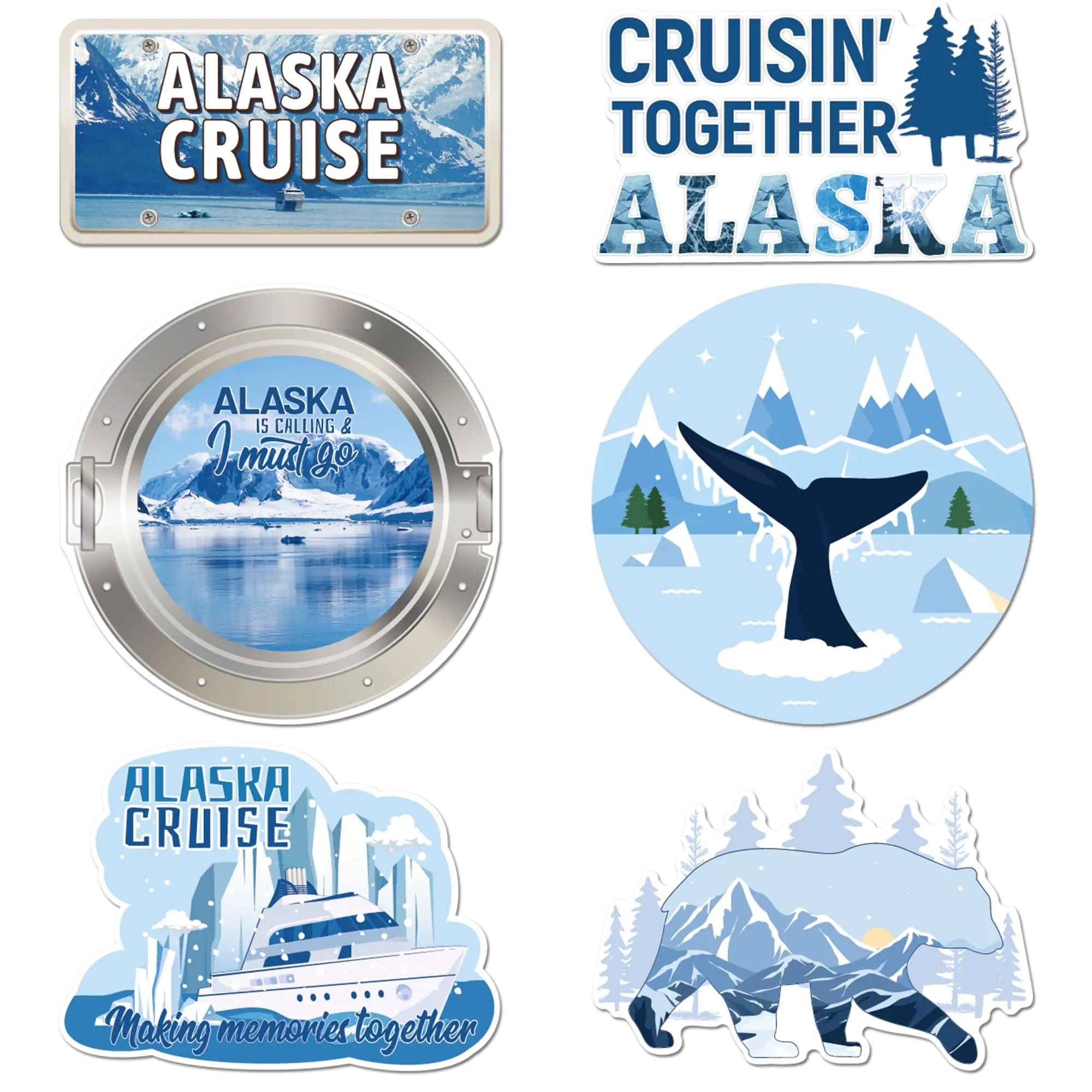 Alaska Cruise Door Decorations Magnetic - 6 Pcs Alaska Scenic Design Cruise Door Magnets Alaska Cruise Essentials Alaska Cruise Magnets for Ship Cabin Door Refrigerator Carnival Cruise Party