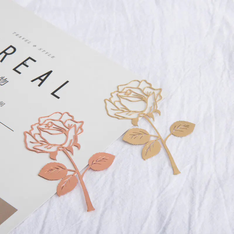 Rose Metal Bookmark - Chinese Style Design