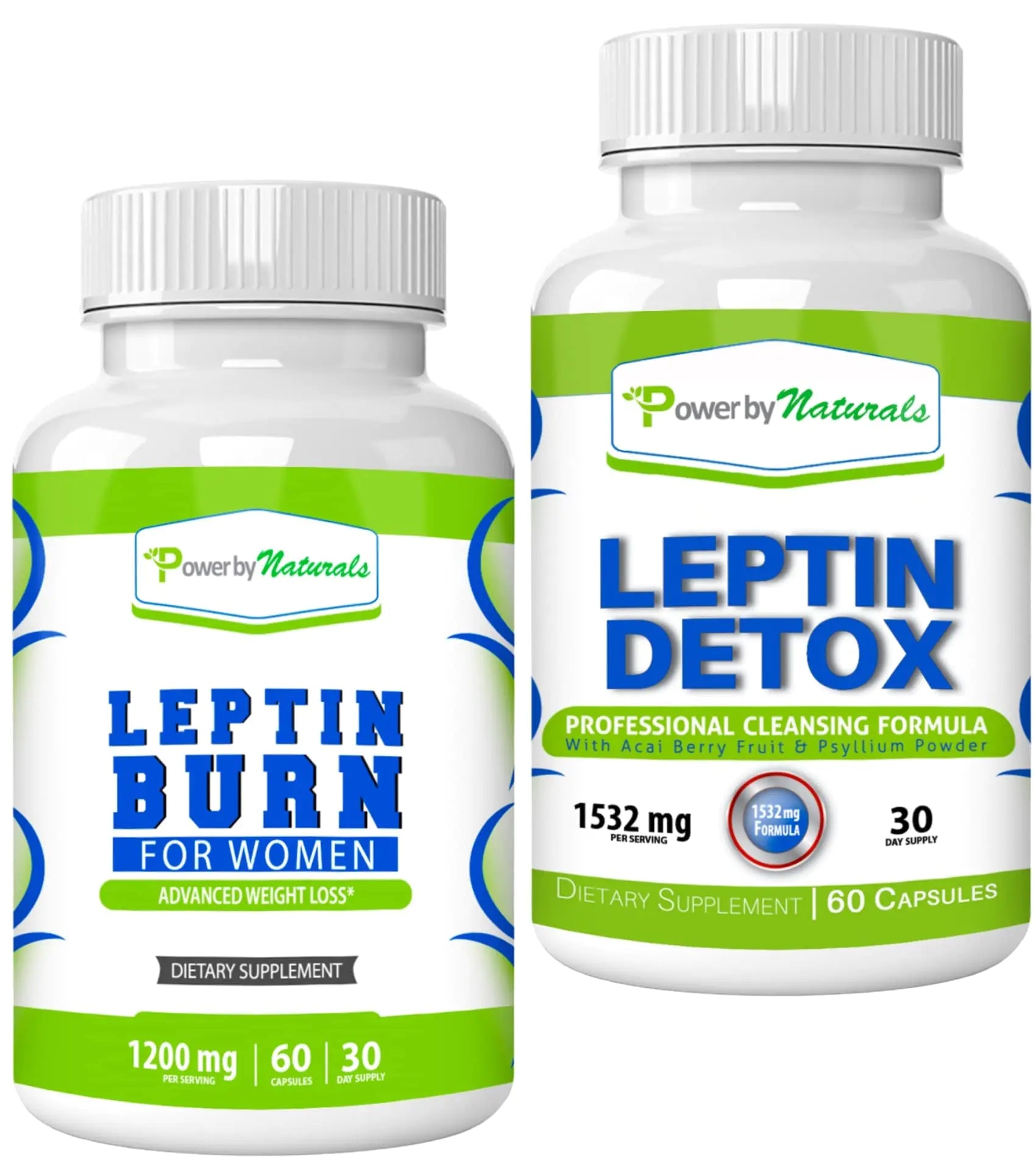 Power By Naturals Leptin Detox & Leptin Burn Supplements | Natural Weight Loss Appetite Suppressant Metabolism Booster & Digestive Support | Thermogenic Fat Burner | 60 Count