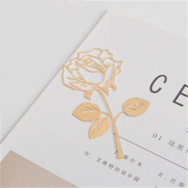 Rose Metal Bookmark - Chinese Style Design