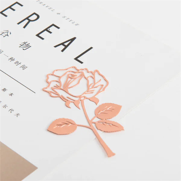 Rose Metal Bookmark - Chinese Style Design